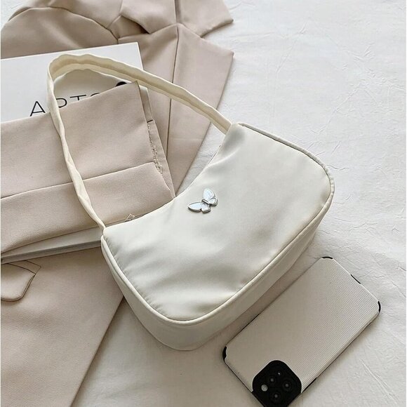 Chic Women's Y2K Butterfly Crescent Moon Handbag - Lightweight Nylon Design - Picture 2 of 7